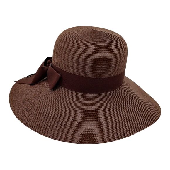 Vintage Union Made Harzfeld's Kansas City Brown Summer Straw Hat Vacation Church - Picture 5 of 16